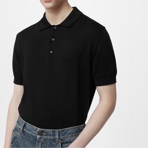 Made in Italy Men’s Louis Vuitton black short sleeved polo sze L 100% cotton